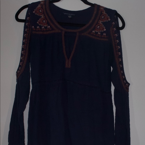 Boho blue shoulderless top - Picture 1 of 1